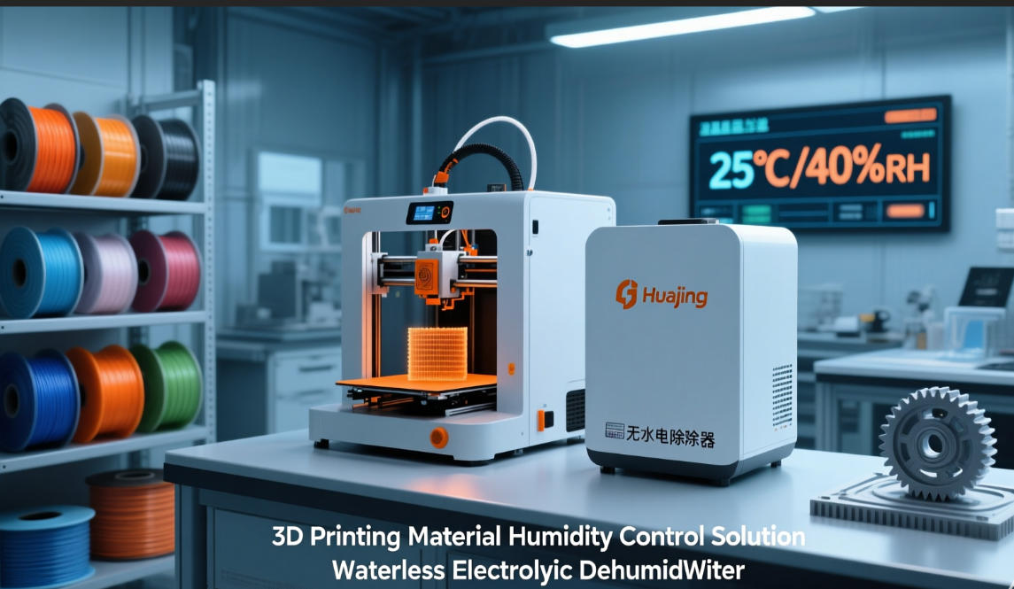 Humidity Control Solution for 3D Printing Materials -- Waterless Electrolytic Dehumidifier